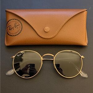 Ray-Ban Gold Frame Sunglasses with Brown Case
